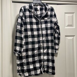 Plaid Button-Up Shirt - Black and White